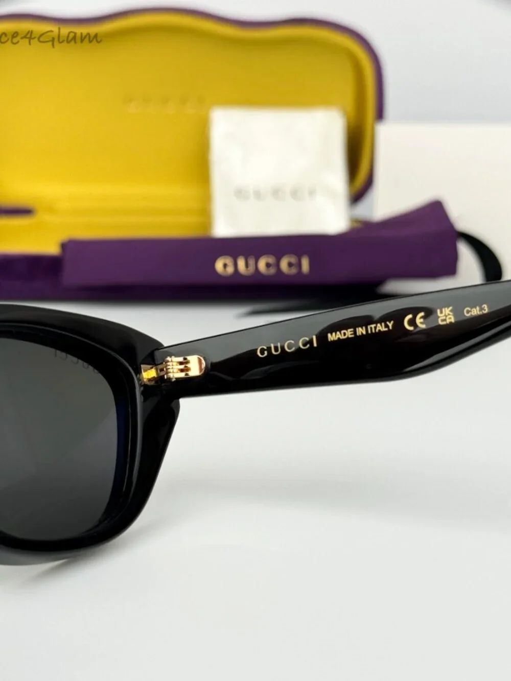 Gucci Women Sunglasses Black Grey Cat Eye GG1638S 001 NEW AUTHENTIC - Picture 8 of 13